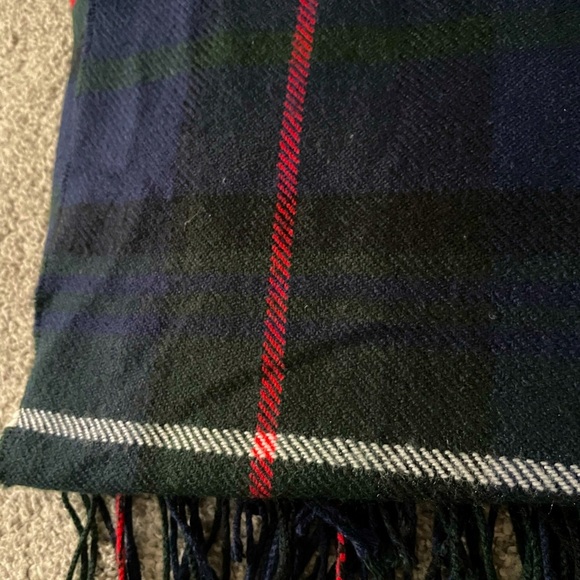 3/$45 Navy Blue and Red Plaid Blanket Scarf - Picture 4 of 4
